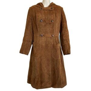 Opera Brand Hooded Suede Coat Snap Front Quilted Lining Vintage Made in Canada